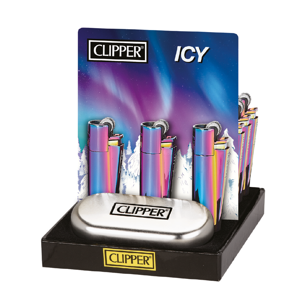 Encendedor CLIPPER Metálico Icy - Display 12x