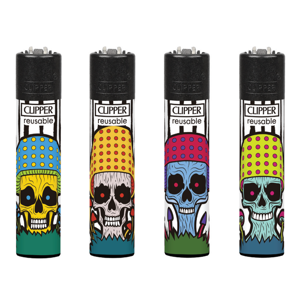 Encendedores CLIPPER - Colección Mushrooms Skulls - Display 24x