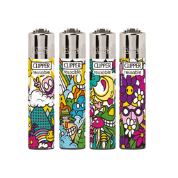 [CLCOL28] Encendedores CLIPPER - Colección Psycho Hippie - Display 48x